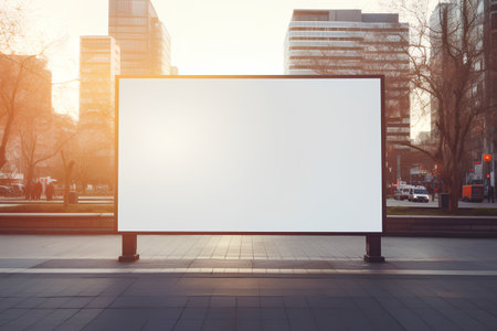 Blank billboard in the city. Mock up, 3D Renderingの素材