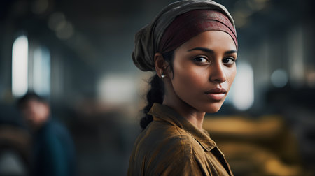 Portrait of a beautiful african american woman with headscarfの素材