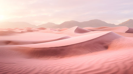 Beautiful desert landscape with pink sand dunes. 3d renderの素材
