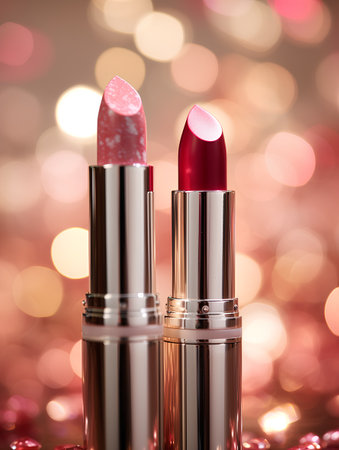 Lipsticks on a bokeh background. 3d renderingの素材