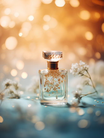 perfume bottle with flowers on bokeh background - beauty treatmentの素材