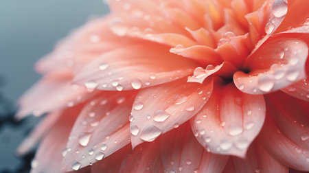 Macro closeup of pink dahlia flower with water dropsの素材