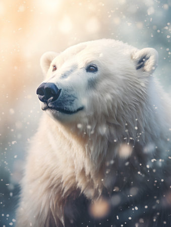 Polar bear (Ursus maritimus) in winter forestの素材