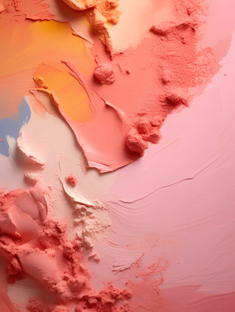 close up of a smudged lipstick sample on pink backgroundの素材