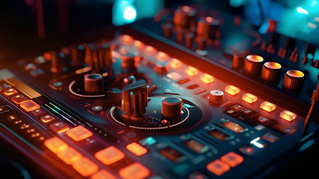 Dj mixer in nightclub, close-up. 3d renderingの素材