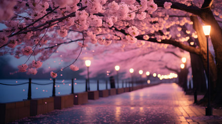Cherry blossoms at night in Tokyo, Japan. Cherry blossomの素材