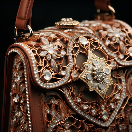 Luxury women's handbag with jewelry on a black backgroundの素材
