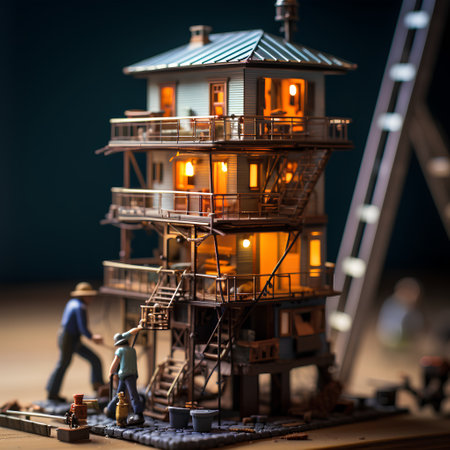 Miniature model of a construction site. Construction concept. Selective focus.の素材
