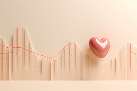 Valentine's Day background with red heart and graph. Vector illustration.の素材