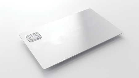 Blank plastic credit card mockup isolated on white background. 3d renderingの素材