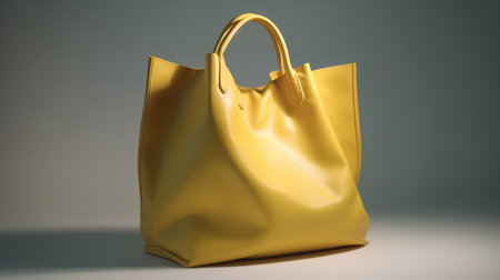 Yellow bag on a gray background. 3d rendering mock up.の素材