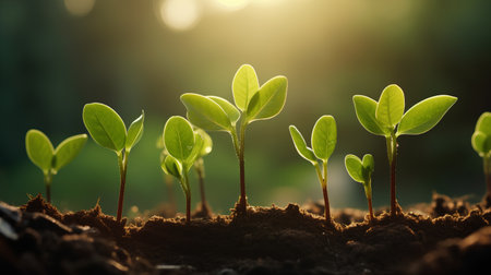 Green seedling illustrating concept of new life and investment in early springの素材