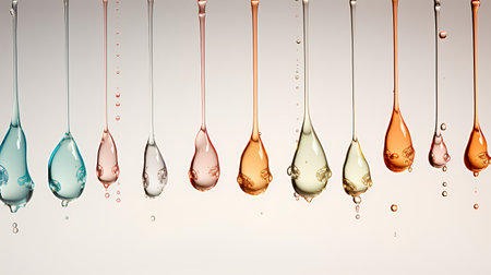 Set of colorful oil drops. 3d rendering, 3d illustration.の素材