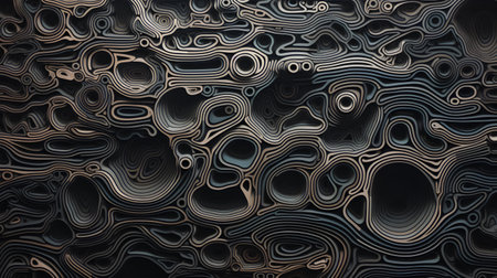 abstract background with black and white lines and waves. 3d renderingの素材