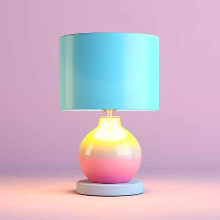 Table lamp isolated on pink background. 3d render. Minimal style.の素材