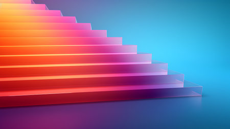 3d render of stairs on blue background. Eps 10 vector file.の素材