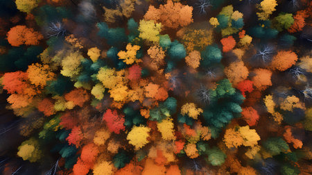 Abstract autumn forest background. Colorful trees in the forest. 3d renderの素材