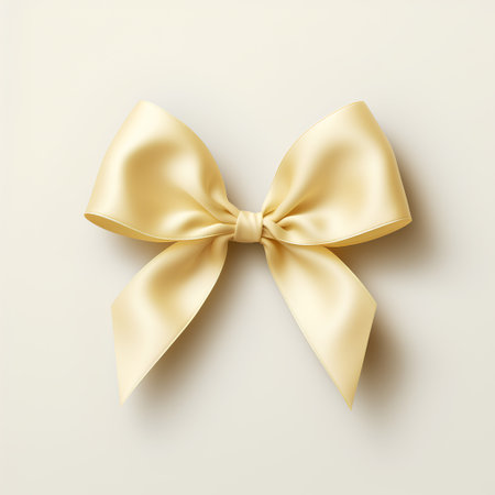 Realistic golden gift bow isolated on white background. Vector illustration.の素材