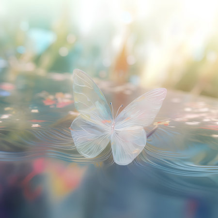 Beautiful butterfly on nature background. 3d illustration. Nature background.の素材