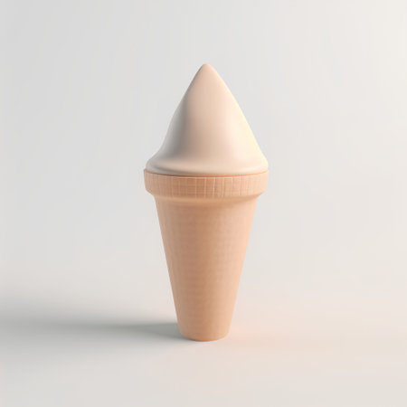 Ice cream in waffle cone on white background. 3d renderingの素材