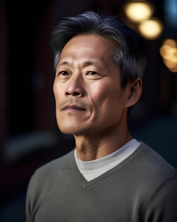 Portrait of a handsome asian man looking at the camera.の素材