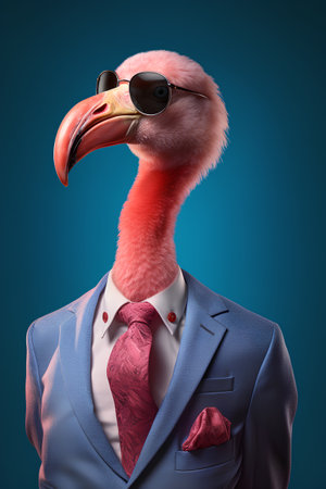 Fashionable vulture in a suit and sunglasses. 3d renderingの素材