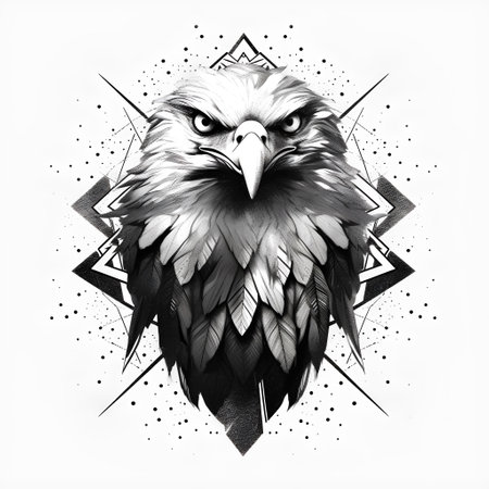 Eagle head vector illustration. Tattoo art for t-shirt and other uses.の素材