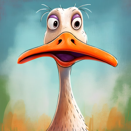 funny ostrich on a background of blue sky. vector illustrationの素材