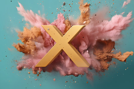 Letter X made of paint splashes. 3d rendering illustration.の素材