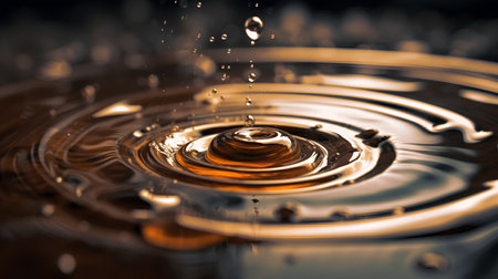 Macro shot of a water drop. Splash effect after collision a falling drops with water Surface.の素材
