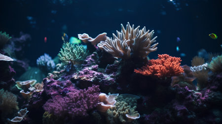 Beautiful underwater world with corals and tropical fish. Underwater world.の素材