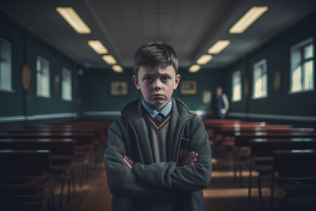 Portrait of a boy in a church. Concept of religion.の素材