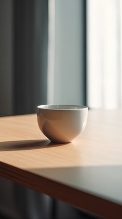 White bowl on the table in the kitchen. Selective focus.の素材
