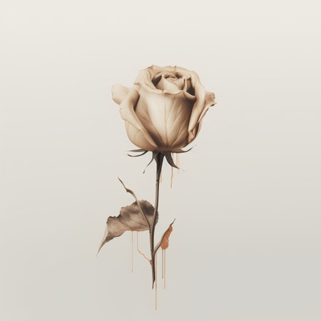 Vintage rose flower isolated on white background, clipping path included.の素材