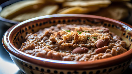 Traditional chickpea hummus with french fries. Selective focus.の素材