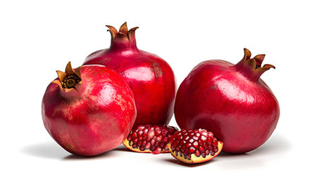 Pomegranate fruit isolated on white background. Clipping pathの素材