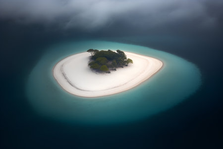 Tropical island in the ocean. Aerial view. 3d renderingの素材
