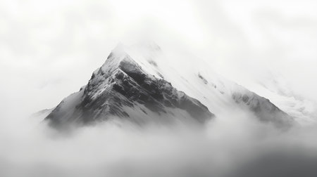 mountains in the clouds. 3d illustration. monochromeの素材