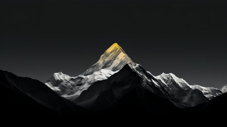 Mountain peak on a dark background. 3d render illustration.の素材