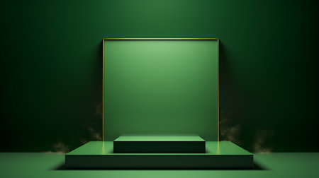 Green podium and smoke on green background. Vector illustration. Eps 10の素材