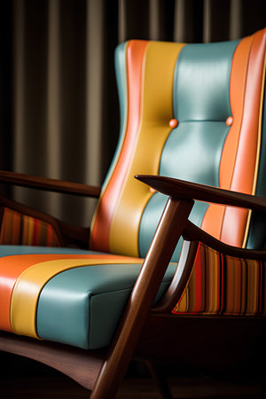 wooden armchair in the living room. 3d illustration.の素材