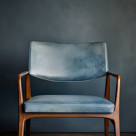 Black leather armchair on a dark background with copy space for textの素材