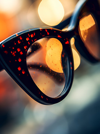 Sunglasses with reflection in the mirror. Close-up.の素材