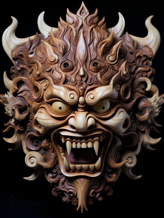 3d illustration of a demon mask in the form of a dragonの素材
