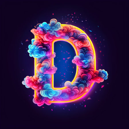 Alphabet letter D in the style of smoke. Vector illustration.の素材