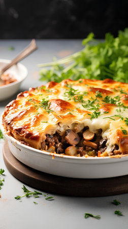 Mushroom casserole with champignon mushrooms and cheeseの素材