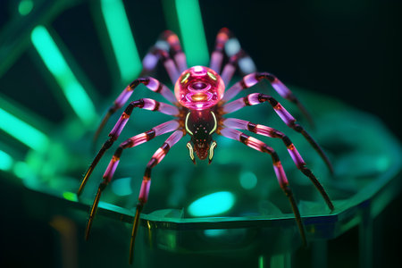 spider in the dark, close-up. 3d illustrationの素材