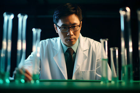 scientist working in laboratory with test tube, science research and development conceptの素材