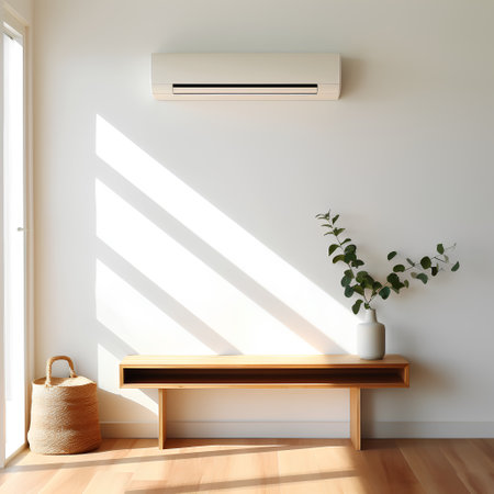 Modern interior with air conditioner, 3d render illustration, verticalの素材