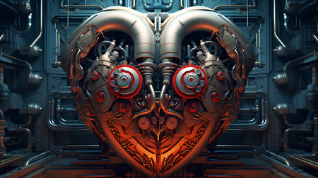 3D rendering of a human heart made in a 3D graphicsの素材